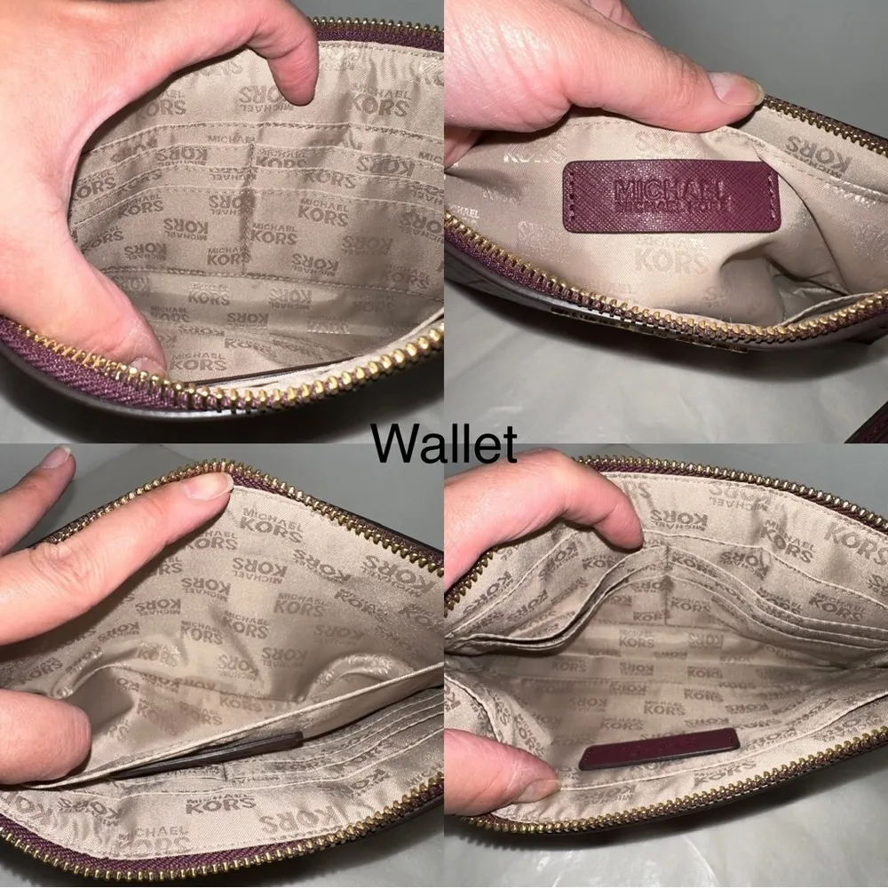 Michael Kors MD Carry All w/ Matching Large Zip Clutch in Plum w/ gold accents - Image 14