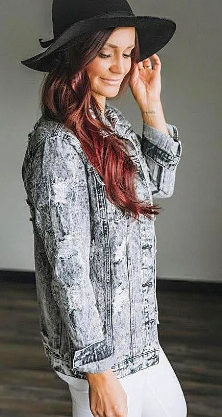 Distressed Denim Jacket Size M - Image 6