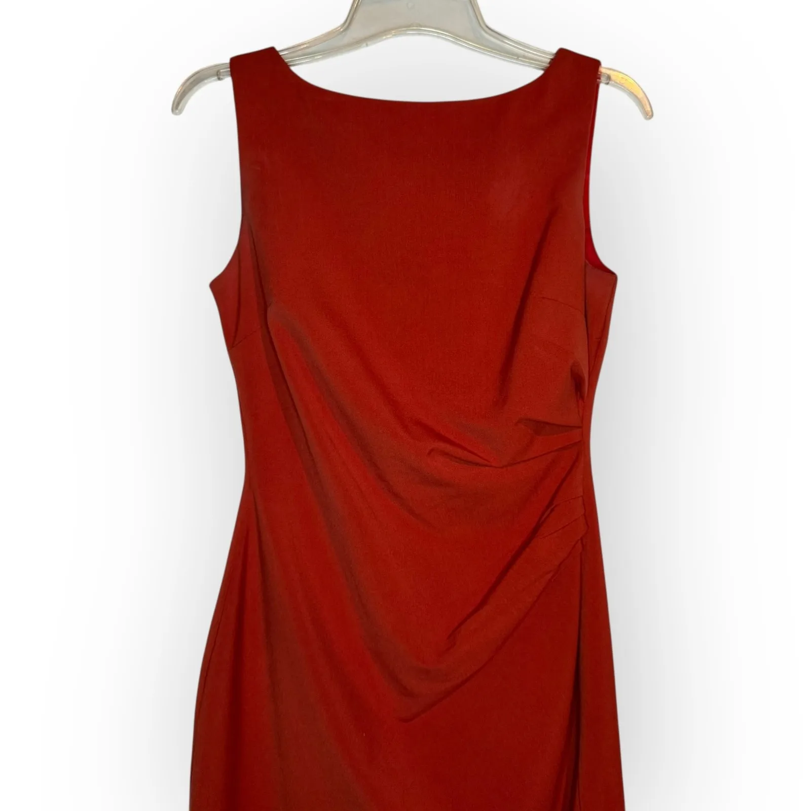 VTG 90's Ava & Aiden Sleeveless Red Rouched Midi Dress Size 2 Christmas Holiday - Image 3