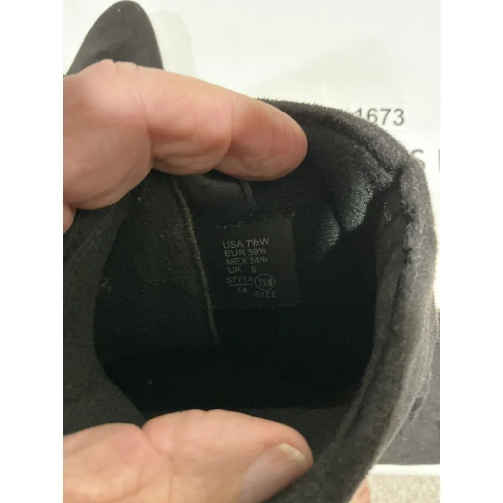 Womans Fioni Black Faux Suede Side Zip Ankle Boots Heels 7.5 W - Image 6