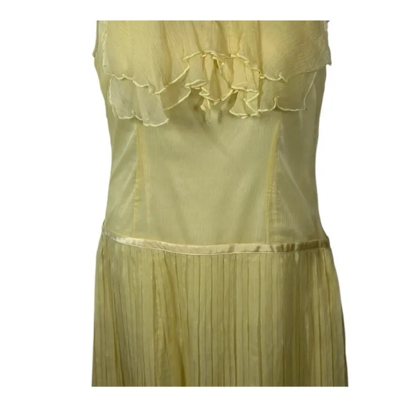 WD.NY Yellow Silk 20s Inspired Sleeveless Flapper Midi Dress Size 8 - Image 8