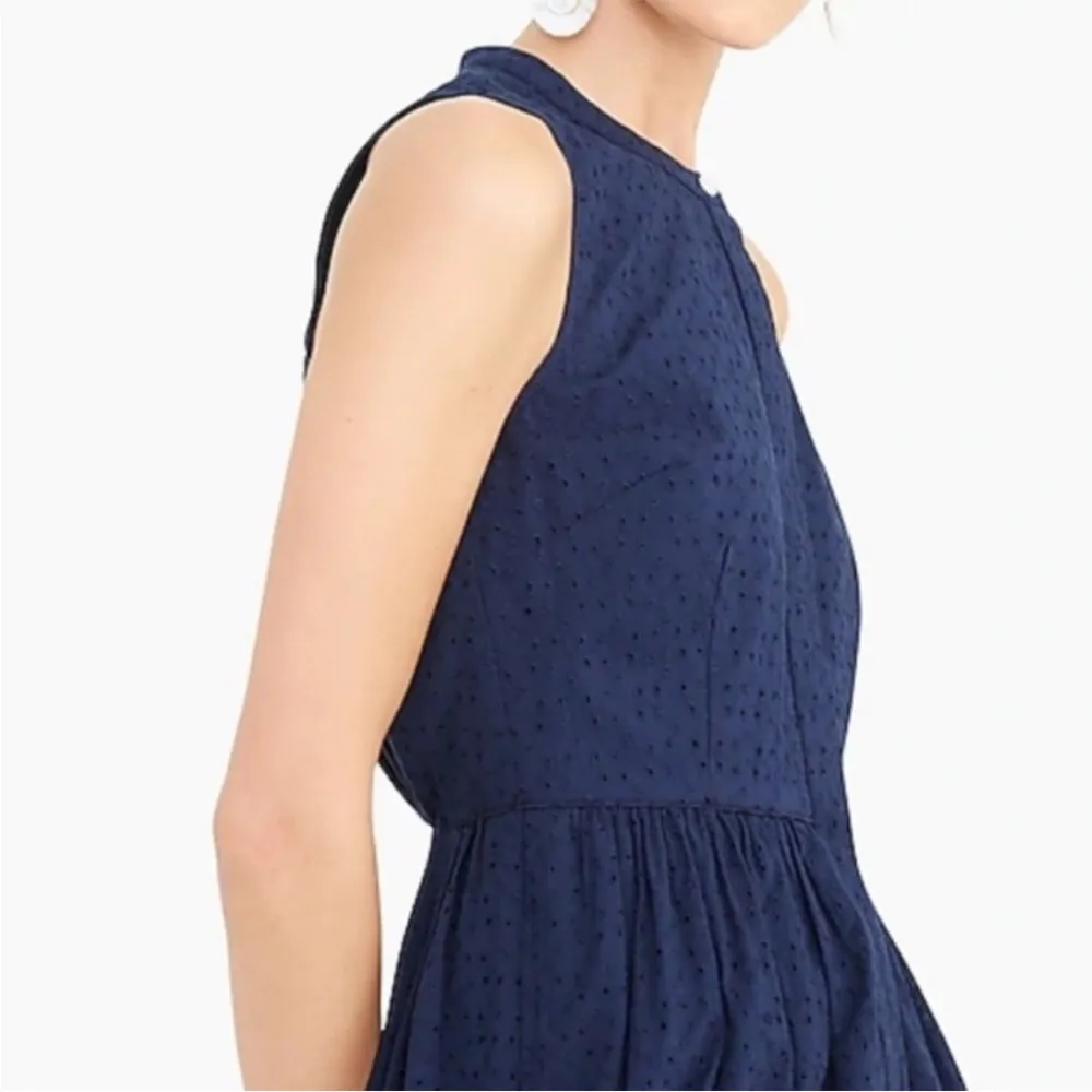 J.Crew Navy Sleeveless Cotton
Eyelet Shirt Dress - Image 8