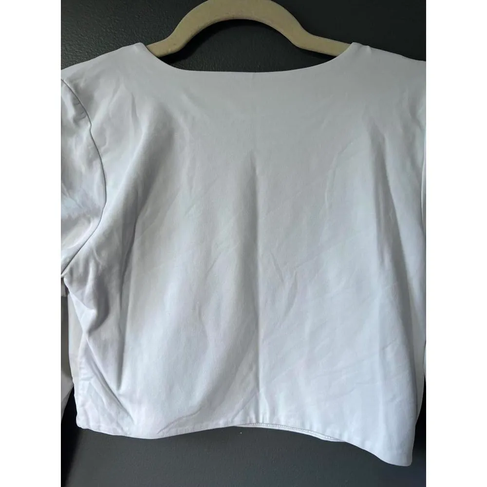 Babaton White Cropped Long Sleeve Top - Size L - Image 8