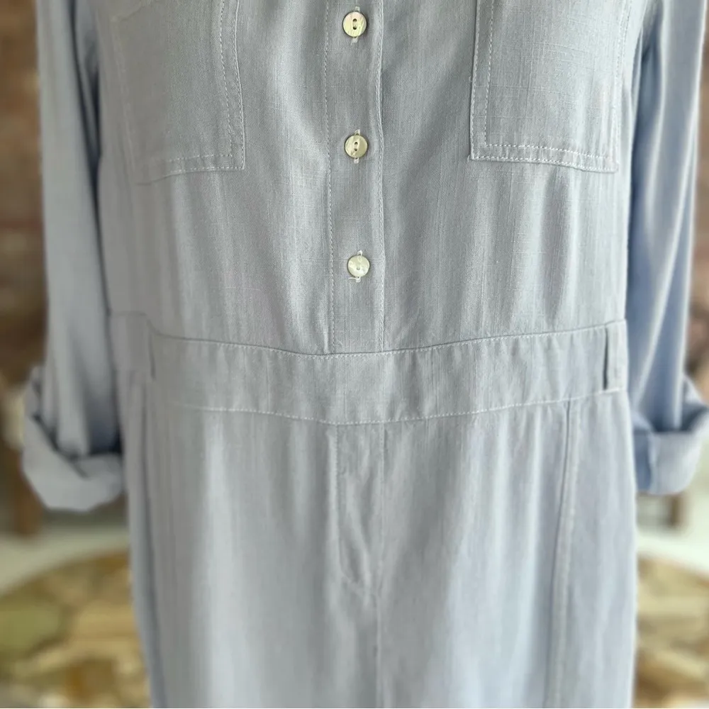 J. Jill Dress Lagenlook Linen Blend Shift Blue XS Casual Vacation Brunch Office - Image 5