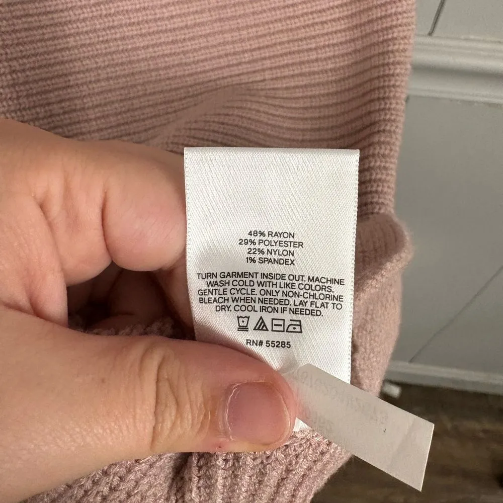 NWT Express Pink Ribbed Sweater Dress Small Cozy Fall Stretch Winter Warm Casual - Image 4