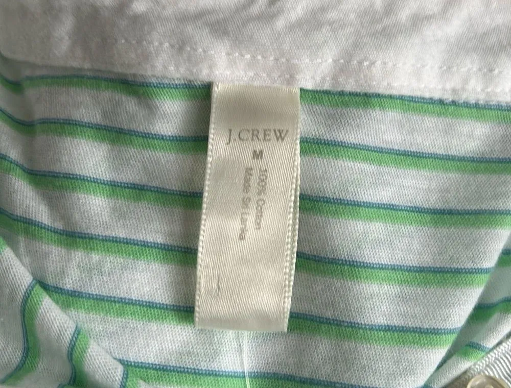 J. Crew Blue/Green/White Striped Cotton Tee Shirt sz M - Image 5