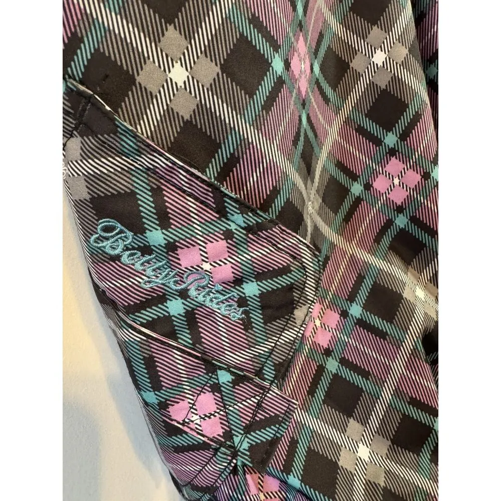 Betty Rides Women's Medium Pink Black Blue Ski Snowboarding Snow Pants Pockets - Image 5