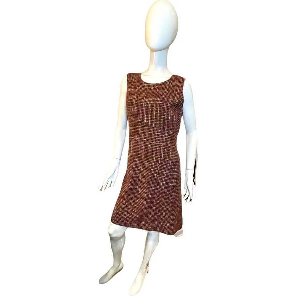 Talbots Plaid Tweed Sleeveless Dress Jumper Size 12 Petite - Image 9