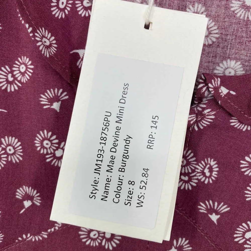 Auguste The Label Mae Devine Burgundy Purple Floral Mini Dress Womens Size 4 NWT - Image 8