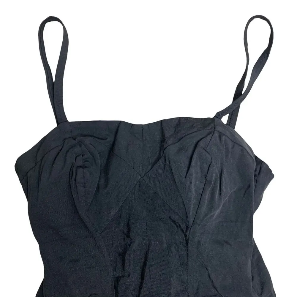 Vintage 50s Sea Nymph Glamour Suit S Black Swimsuit One Piece Metal Zip Rouching - Image 2