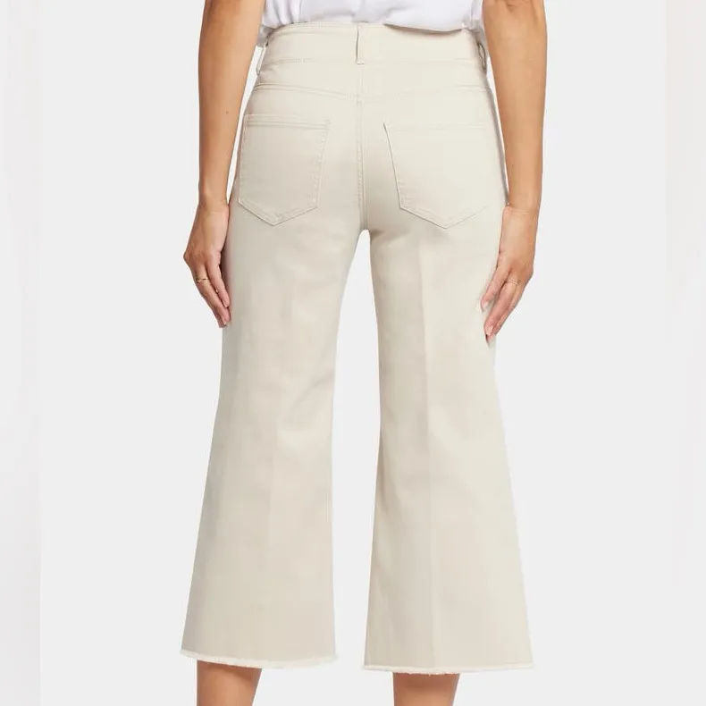 NYDJ Brigitte Wide Leg Crop High Rise Flare Feather Raw Hem Pants - Image 2