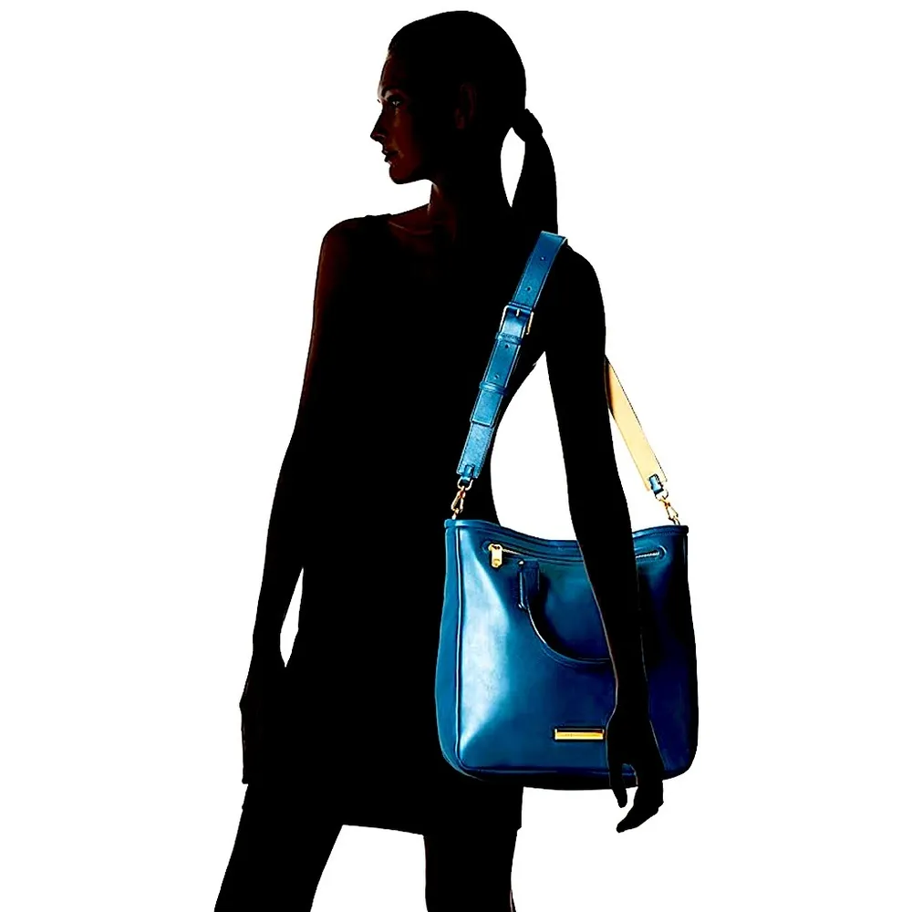 MARC JACOBS Turquoise Leather Top Handle Crossbody Tote Gold Hardware LUNA - Image 16