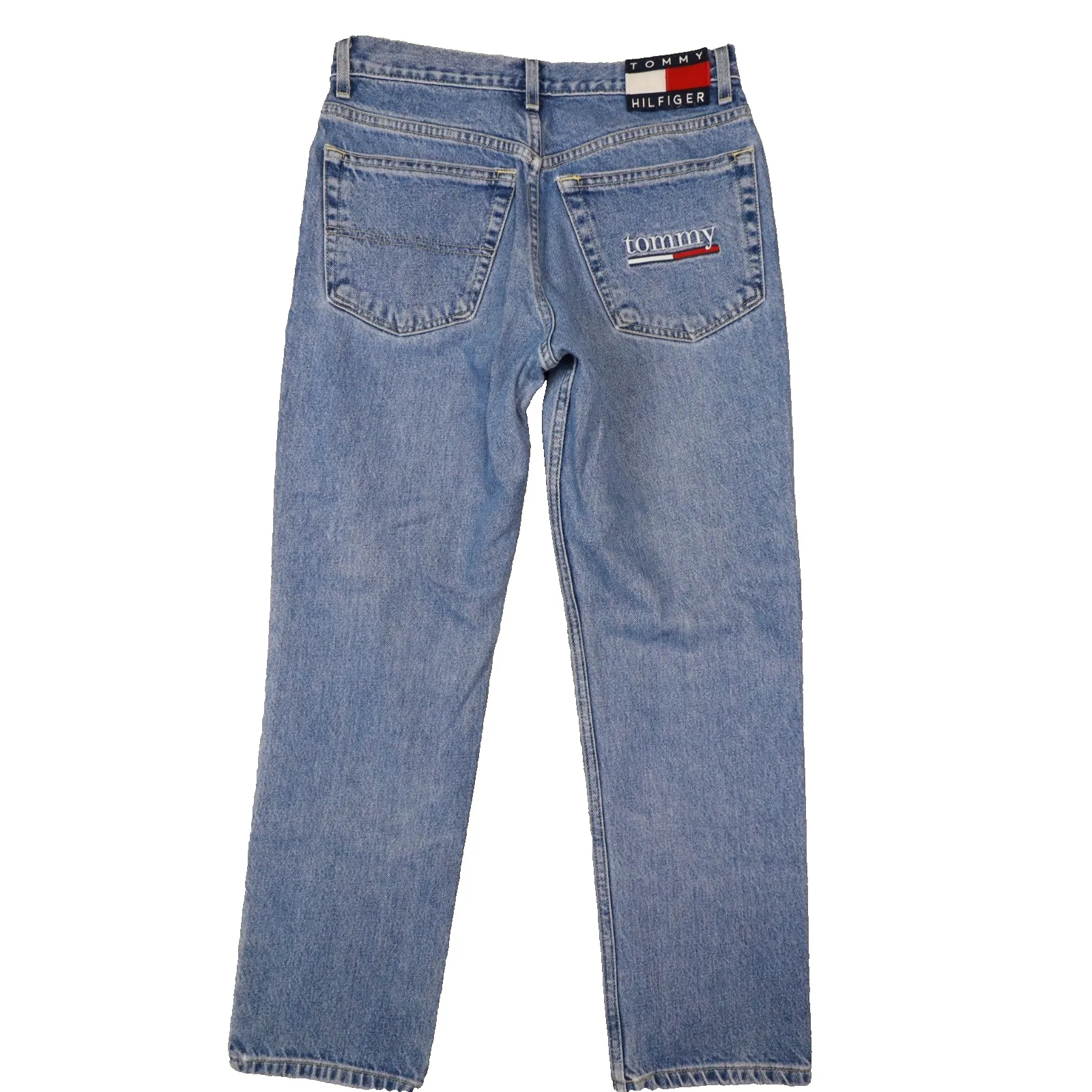 Tommy Hilfiger Vintage 1998 Medium Wash Classic Fit Denim Jeans Spell Out 7/28 - Image 2