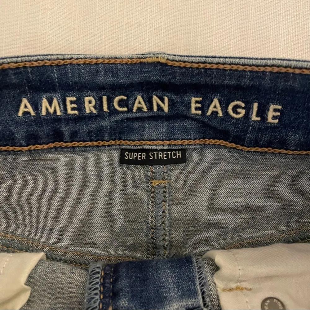 America Eagle Distressed High Rise Denim Mini Skirt, Blue, Size US2, EUC - Image 5