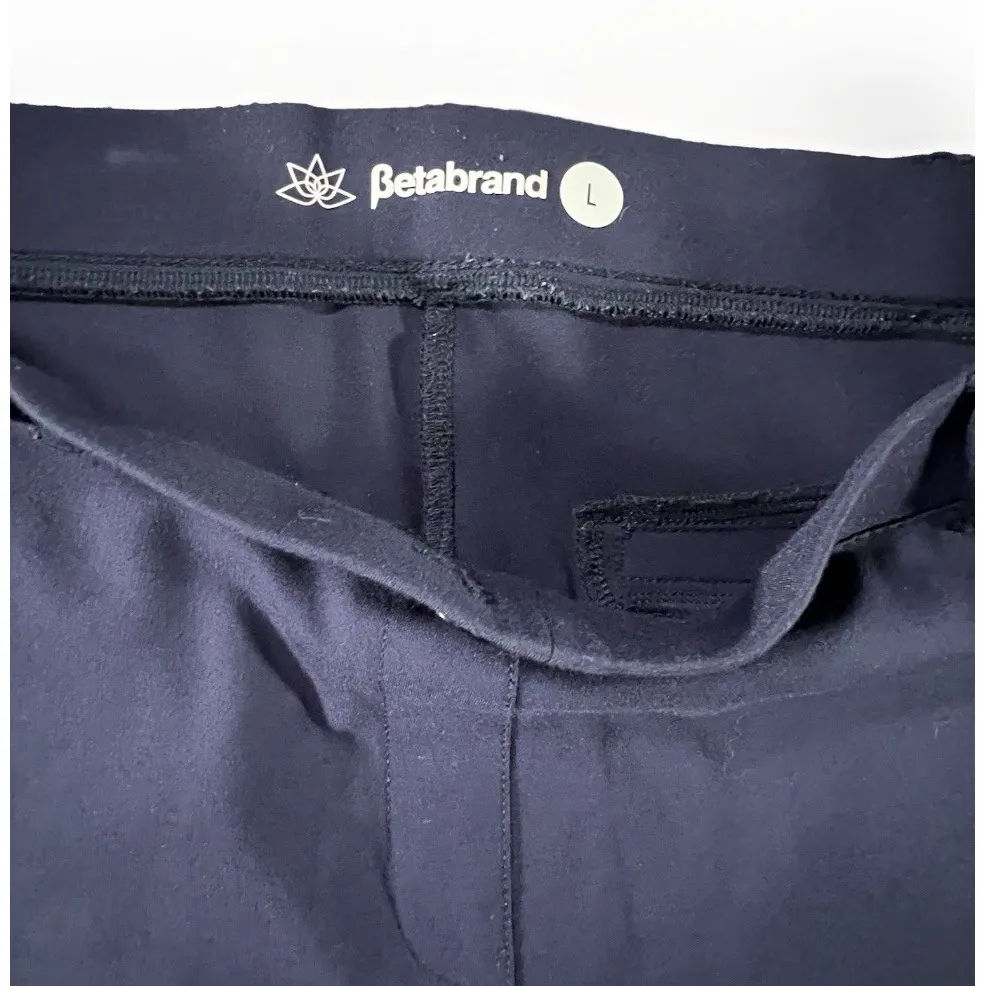 Betabrand‎ Women's Dress Yoga Pants Navy Blue Size L Work Career Stretch capri - Image 4