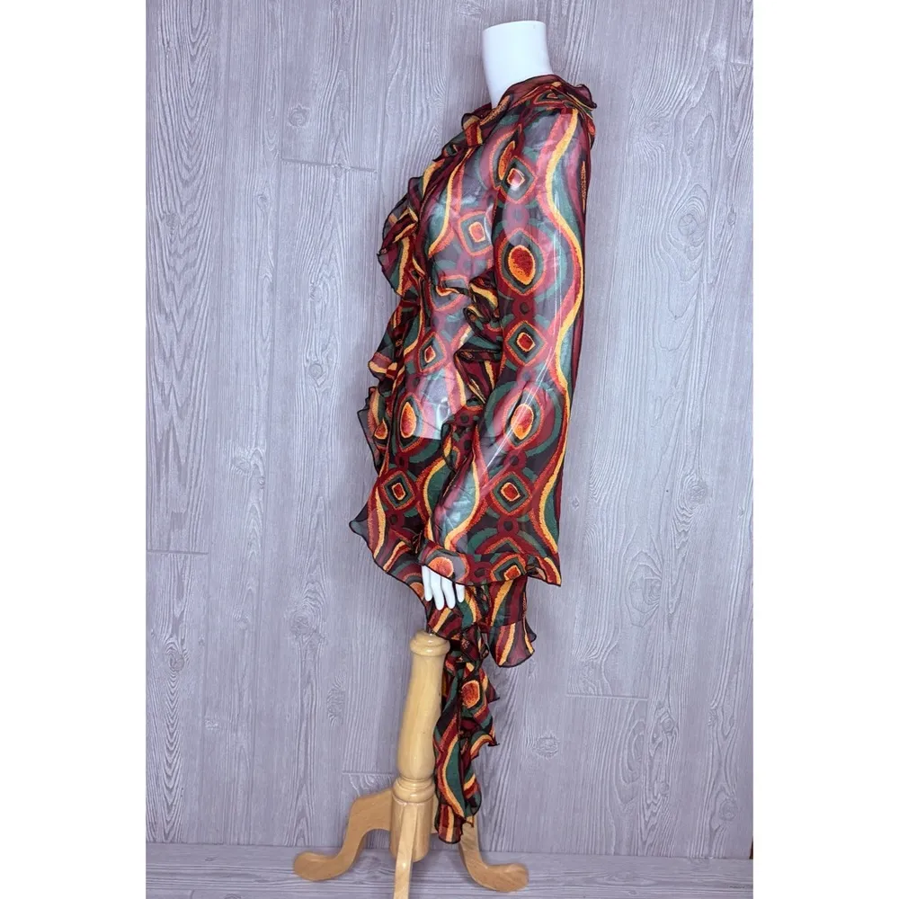 Truth nyc tie dye 70s inspiredd swirl long sleeve short blouse ruffle detail sm - Image 7