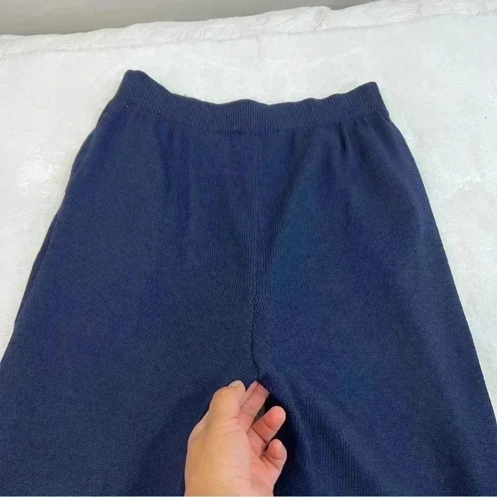 St. John Womens 6 navy Santana Knit Pockets Wide Leg Pant Trousers Pull … - Image 6