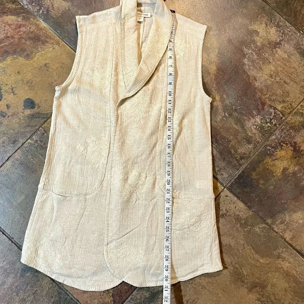 Coldwater Creek Sleeveless Floral Open Front Cardigan Vest Small - Image 7