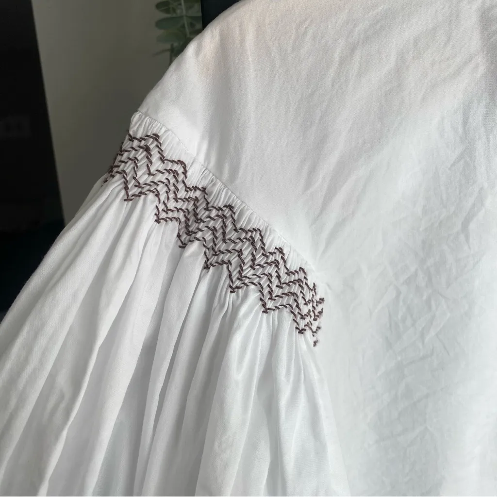 Madewell Embroidered Poplin Balloon Sleeve Top - Image 3