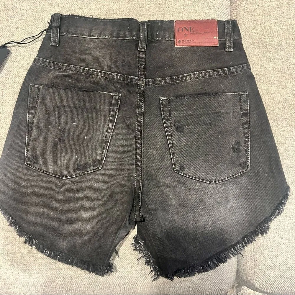 NWT One Teaspoon high waisted hawks black distressed shorts size 26 women's - Image 8