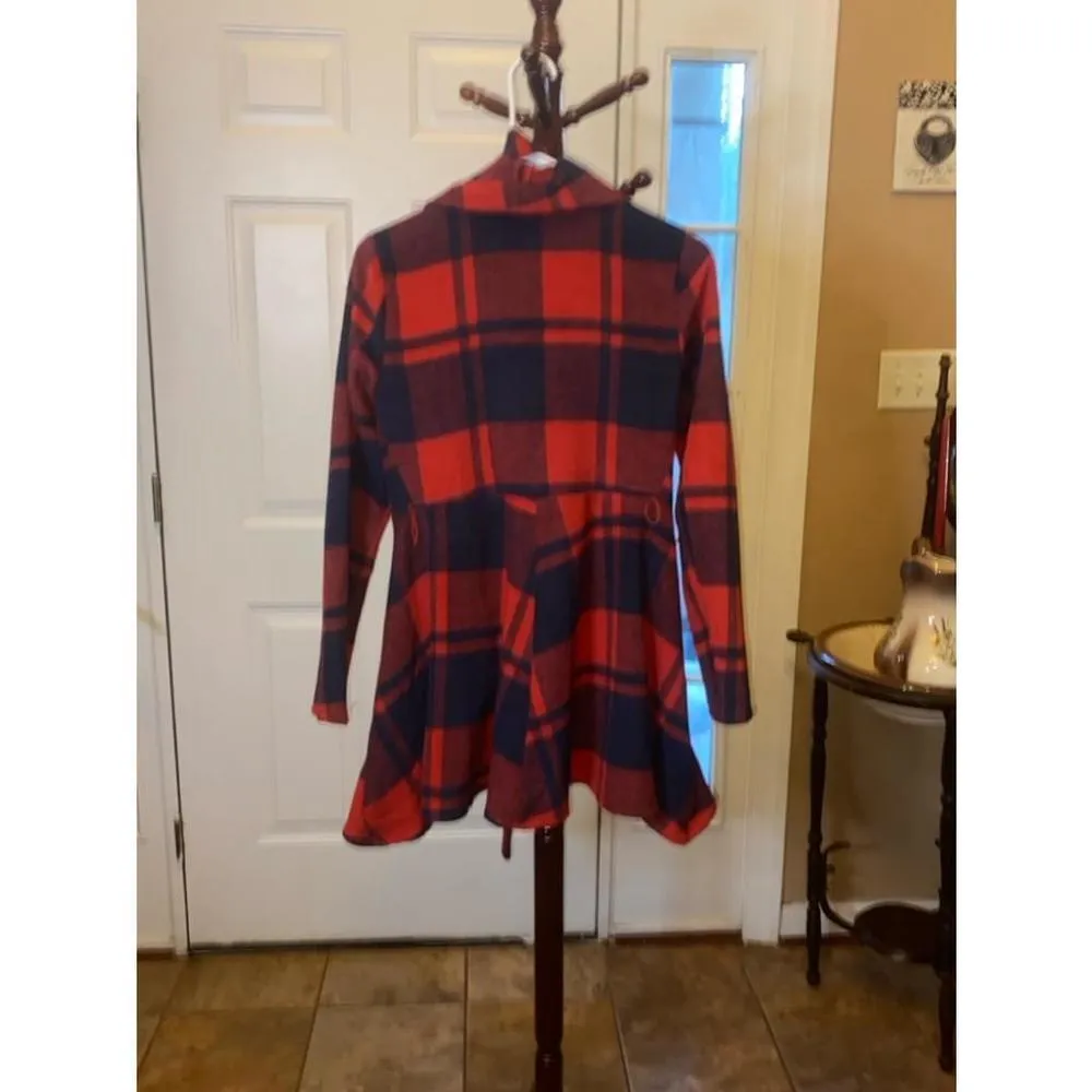 Favlux red & navy blue cascade jacket with belt size S - Image 6