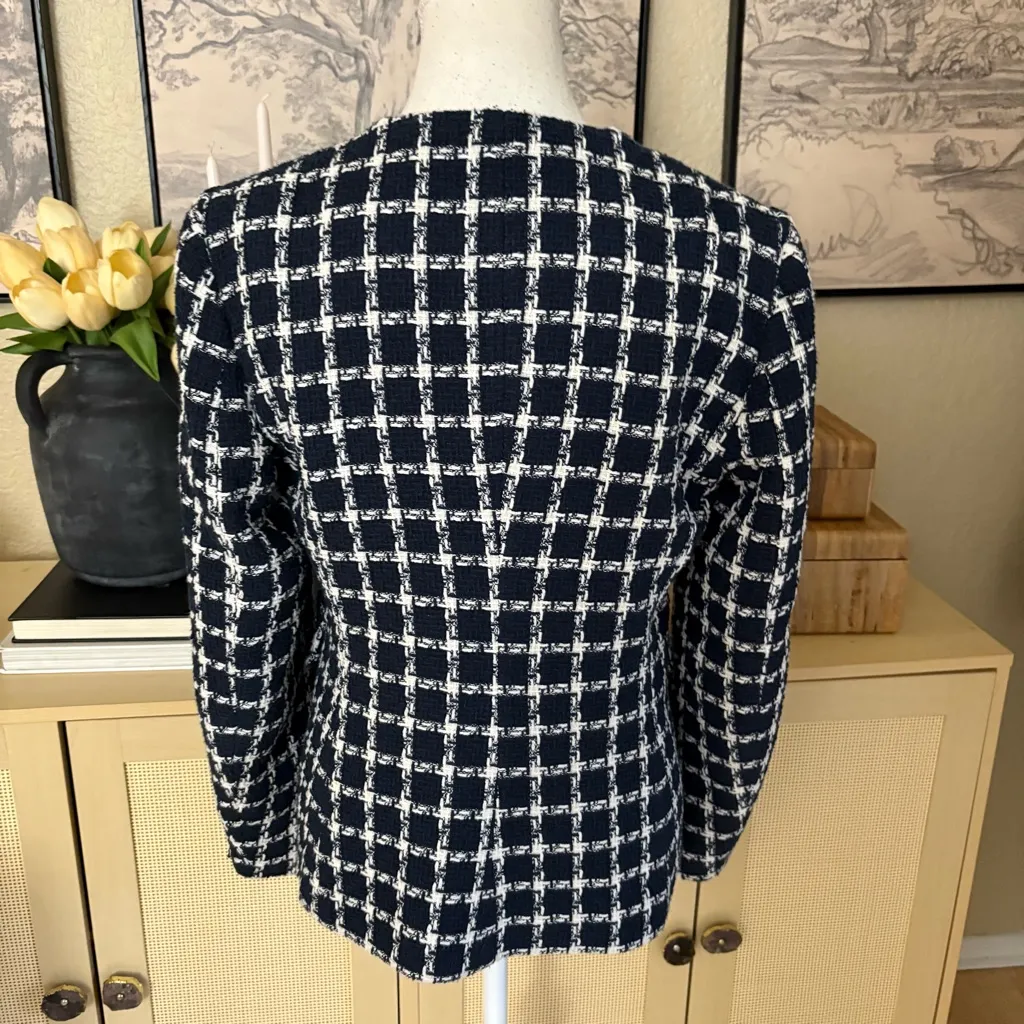 ZARA Tweed‎ Preppy Knot Button Blazer Jacket Size Large - Image 5