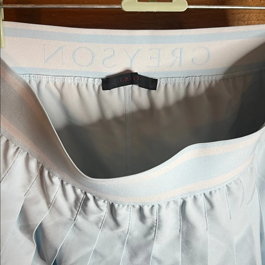 Greyson River Wild Leo Pleated Skirt Skort Wolf Blue Stripe Band Pocket Baby Ice Size M - Image 5