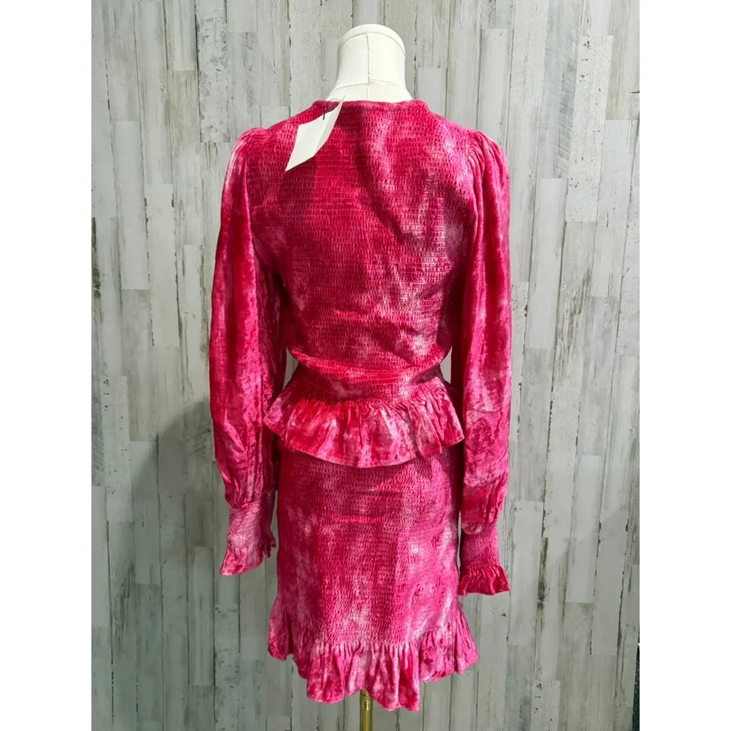 LoveShackFancy Evan Pink Tie Dye Velvet Mini Dress Size Medium - Image 6