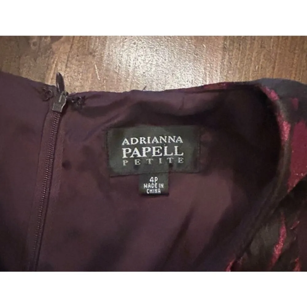 Adrianna Papell Women's Red Rosette Lined Sleeveless Sheath Dress Petite Size 4P - Image 6