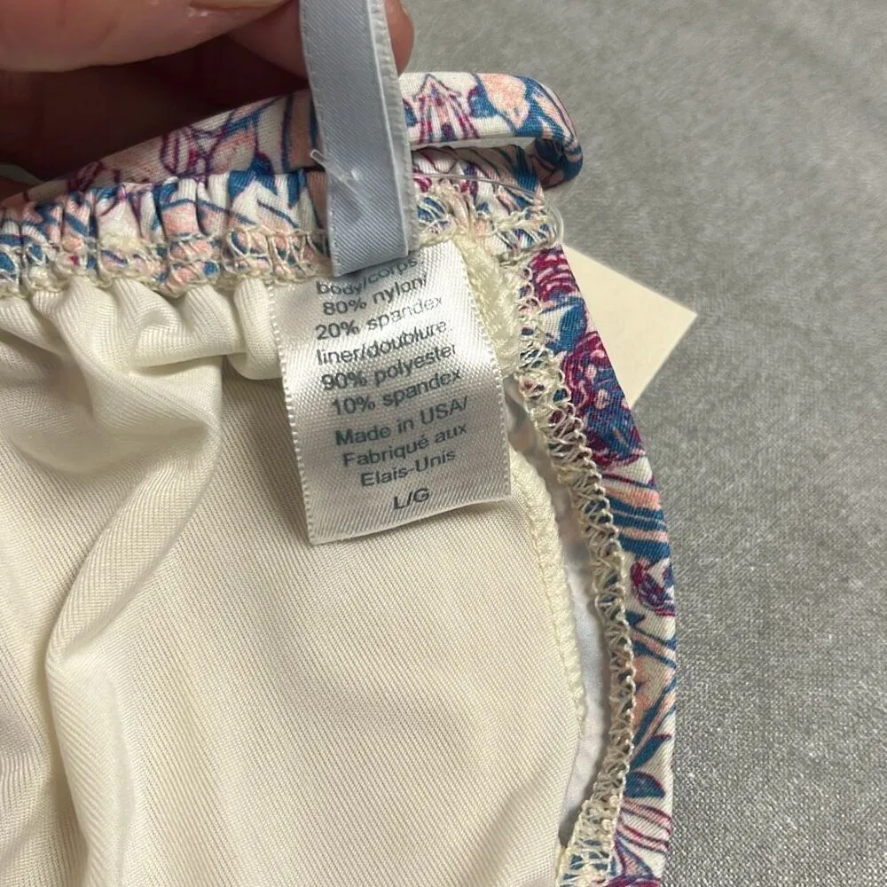 Eberjey Marimar Gisele Swimwear Bikini Top Cream Red Floral Large Adjustable NWT - Image 7