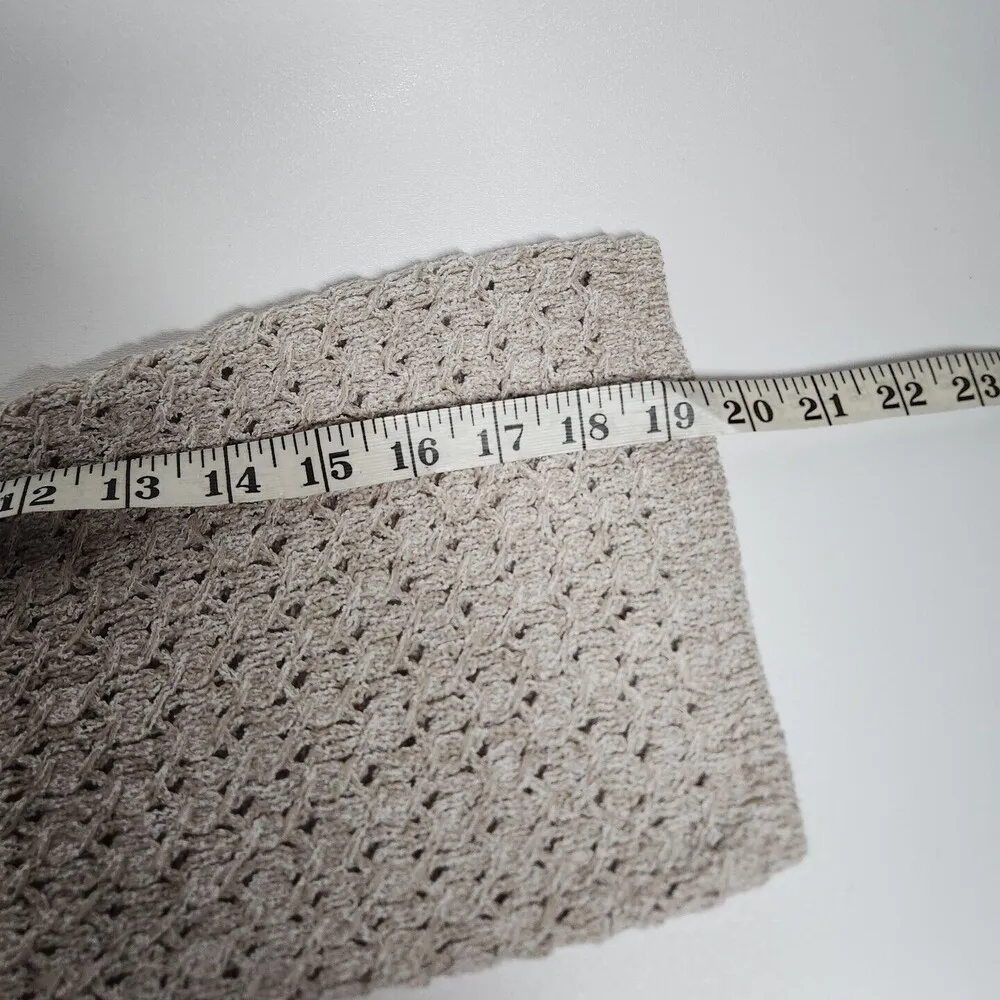 J. Jill Oatmeal Open Knit Crochet Flared Sleeve Side Tie Sweater Boho Cottage - Image 8