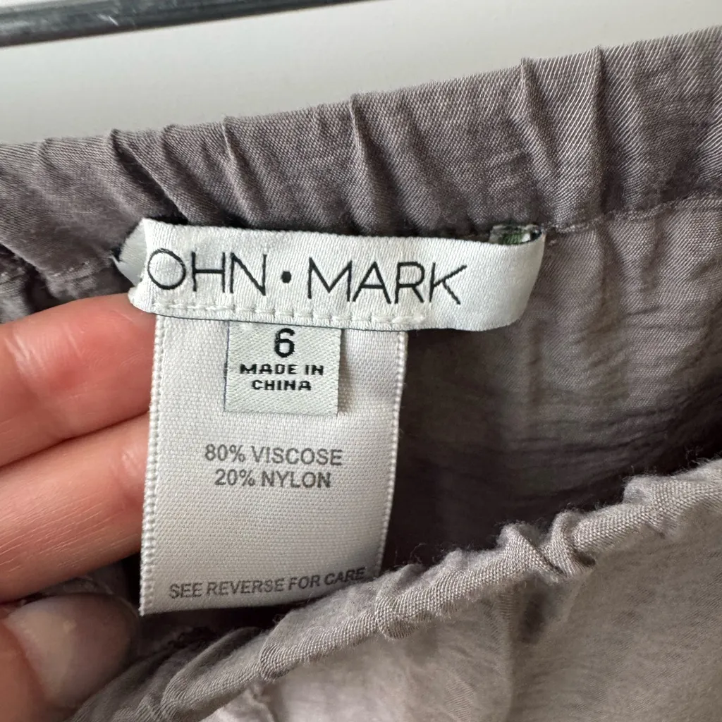 John Mark Wide Leg Lounge Pants Viscose Blend Elastic Waist Gray Size 6 - Image 2