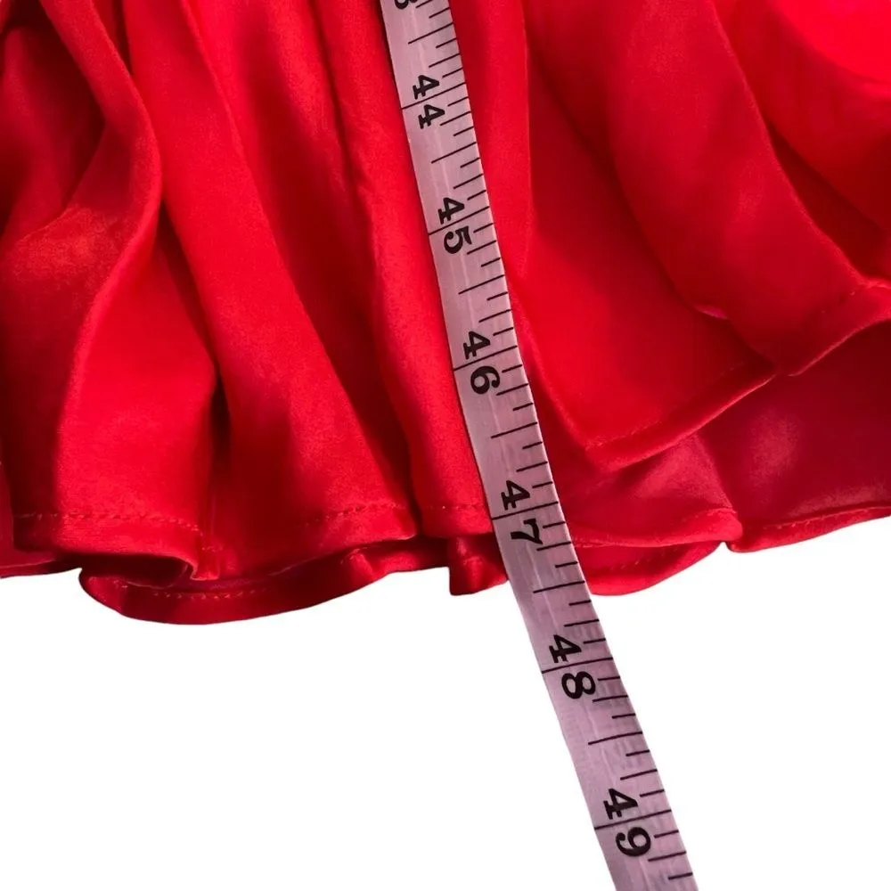 Bardot Red Satin Pleated Lattice Gown Midi Maxi Dress Size 4 Formal - Image 10