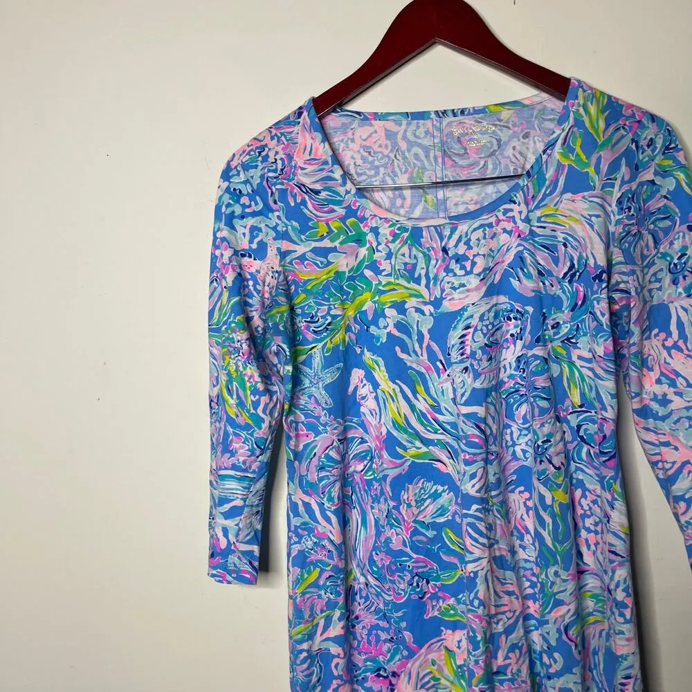 Lilly Pulitzer BEACON DRESS All Together Now Knit Blue Pink Lilac S - Image 5