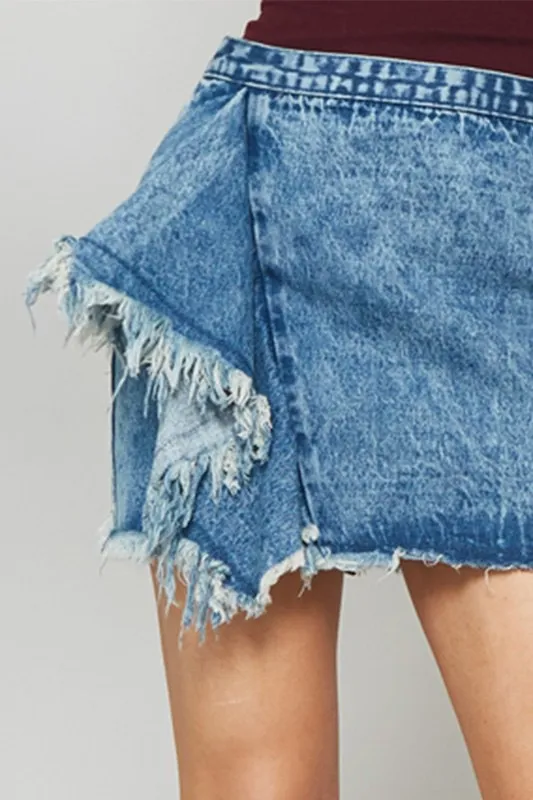 Ruffle Trim Denim Skirt - Image 8