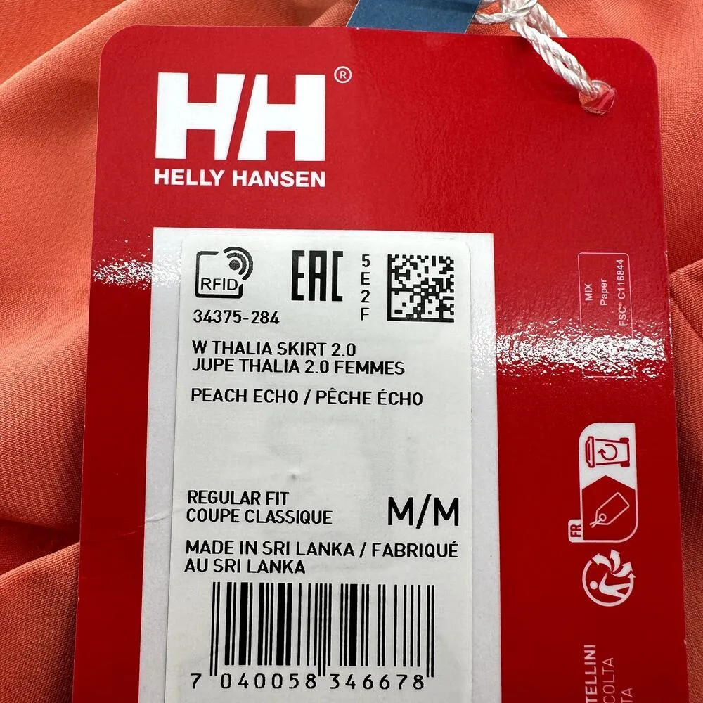 Helly Hansen Thalia Skirt 2.0 High Rise Tennis Golf Peach Echo Orange M NWT - Image 4