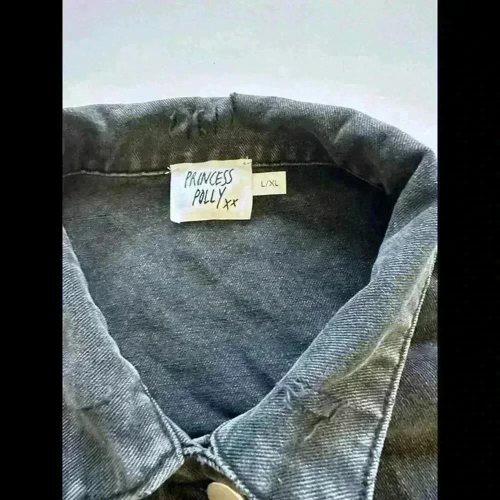 Princess Poly Black Denim Jacket Large/xl Trucker Jean Jacket Oversized Size M - Image 3