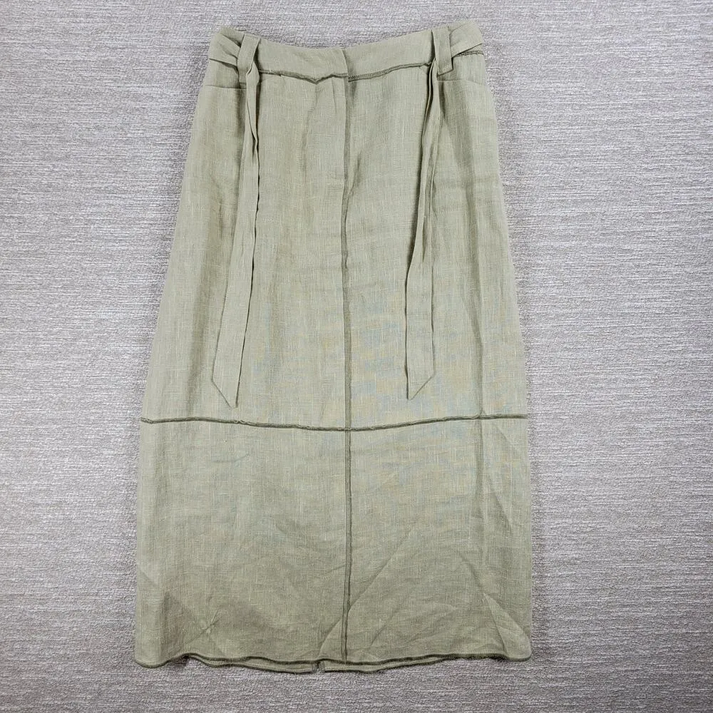 Harve Benard Linen Skirt Womens 6 Tan Lightweight Tie Waist Lagenlook Minimalist - Image 9