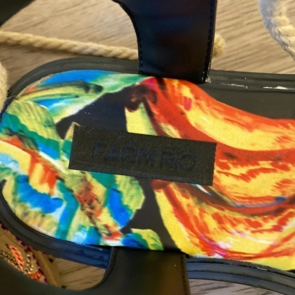 Farm Rio Beaded Banana Platform Sandal in Black Size 8 NWT - Image 8