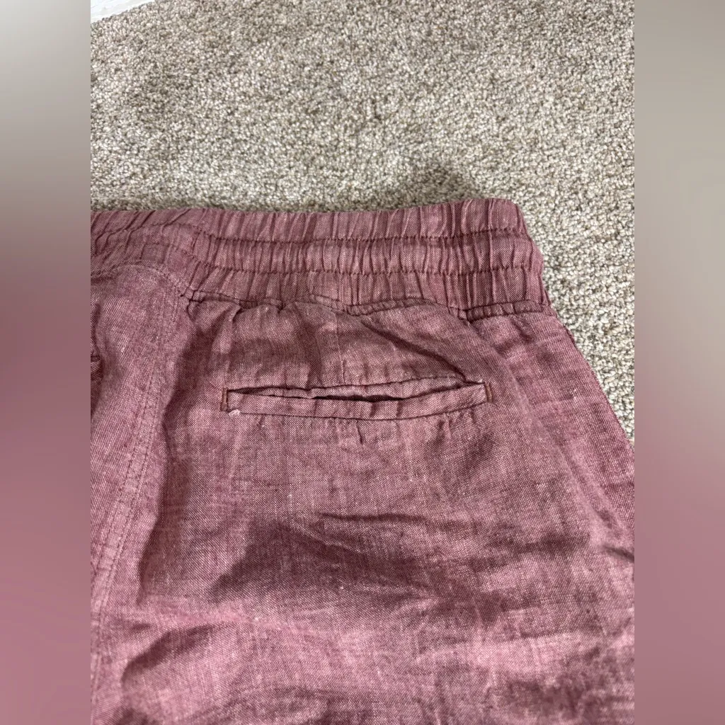 Athleta Cabo Linen Wide Leg Pants 30” Inseam Tawny Orchid Rose High Rise Size 8 - Image 5