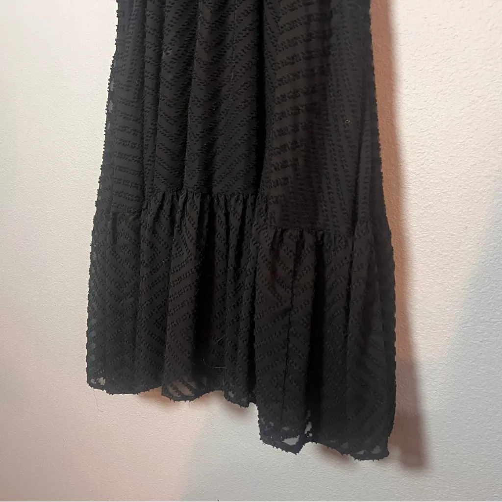 Zara Basic Midi Tiered Shirt Dress Black Short Sleeve Size Medium Whimsigoth - Image 4