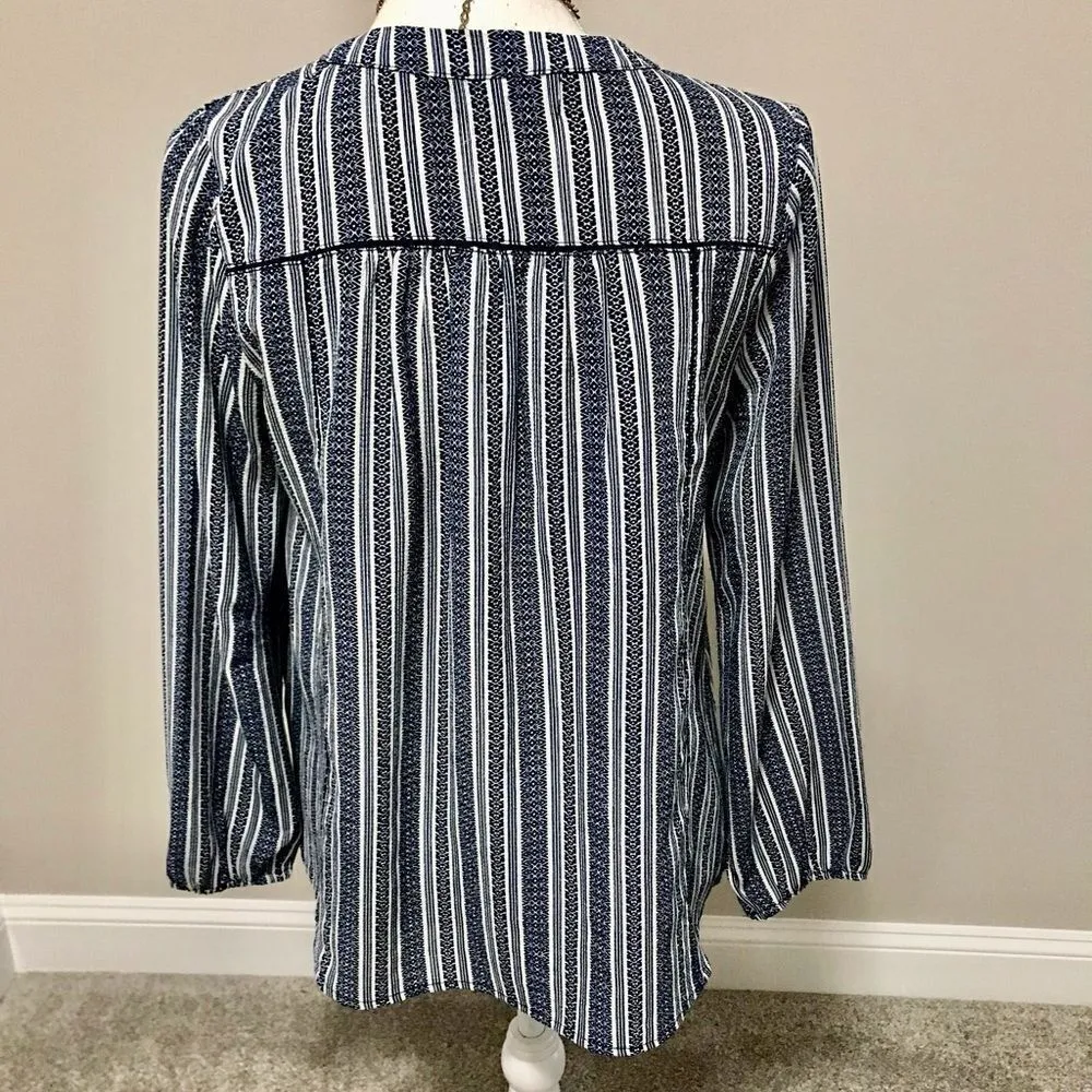 Lulus Sandy Shore Navy Blue Print Long Sleeve Top - Image 10