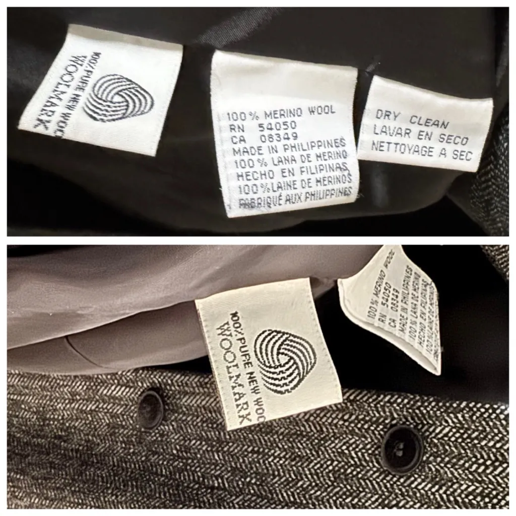 VTG Rena Rowan Merino Wool Blazer Jacket, Charcoal Grey Tweed Knit sz. 8P Gray - Image 14