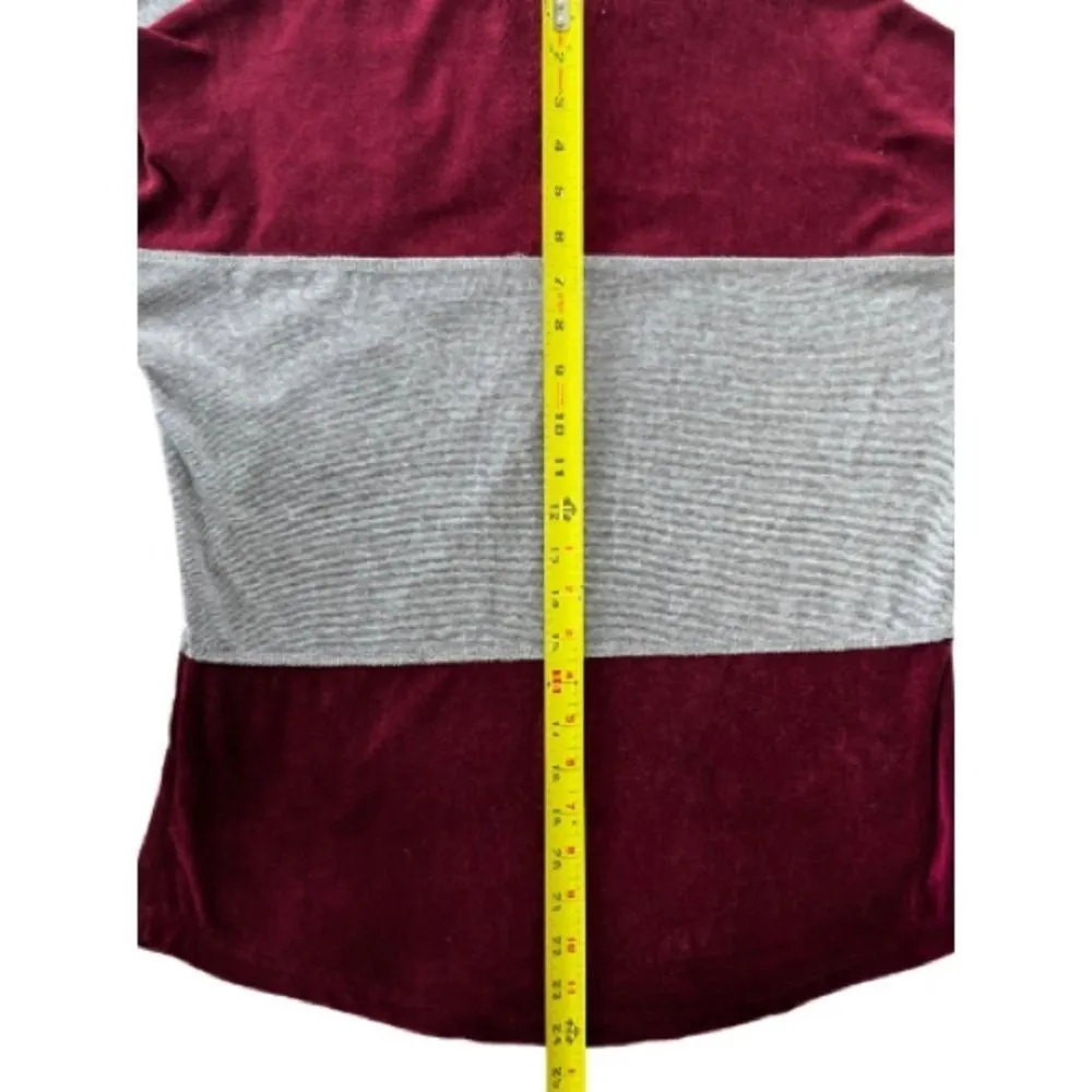 Flirtitude Women’s NYC Velour 1/4‎ Zipper Sweatshirt Burgundy Gray Size XS - Image 5