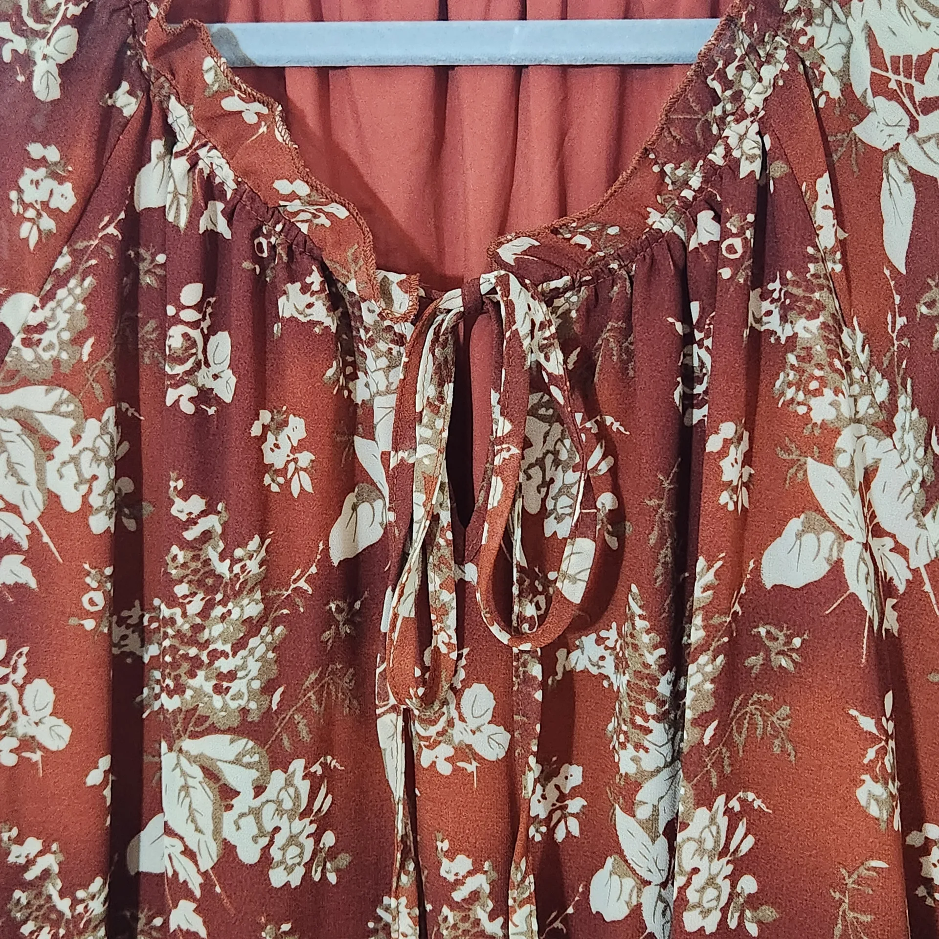 BloomChic Brown Leaf Print Midi Dress Size 26 Fall Wedding Guest Dress - Image 6