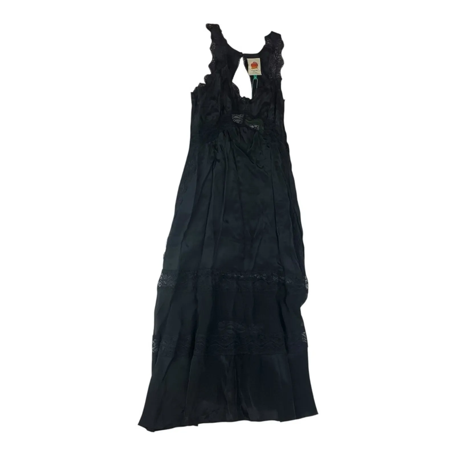 FARM Rio size medium black Lace Midi Dress new Stevie nicks witchy boho satin - Image 3