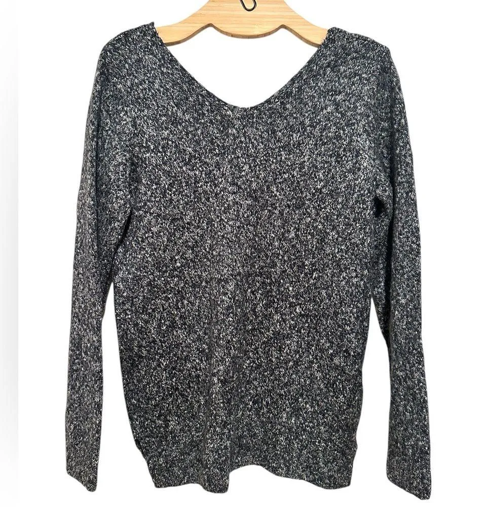 Massimo Dutti V-Neck Black White Knit Sweater Pullover long sleeve top Small - Image 2