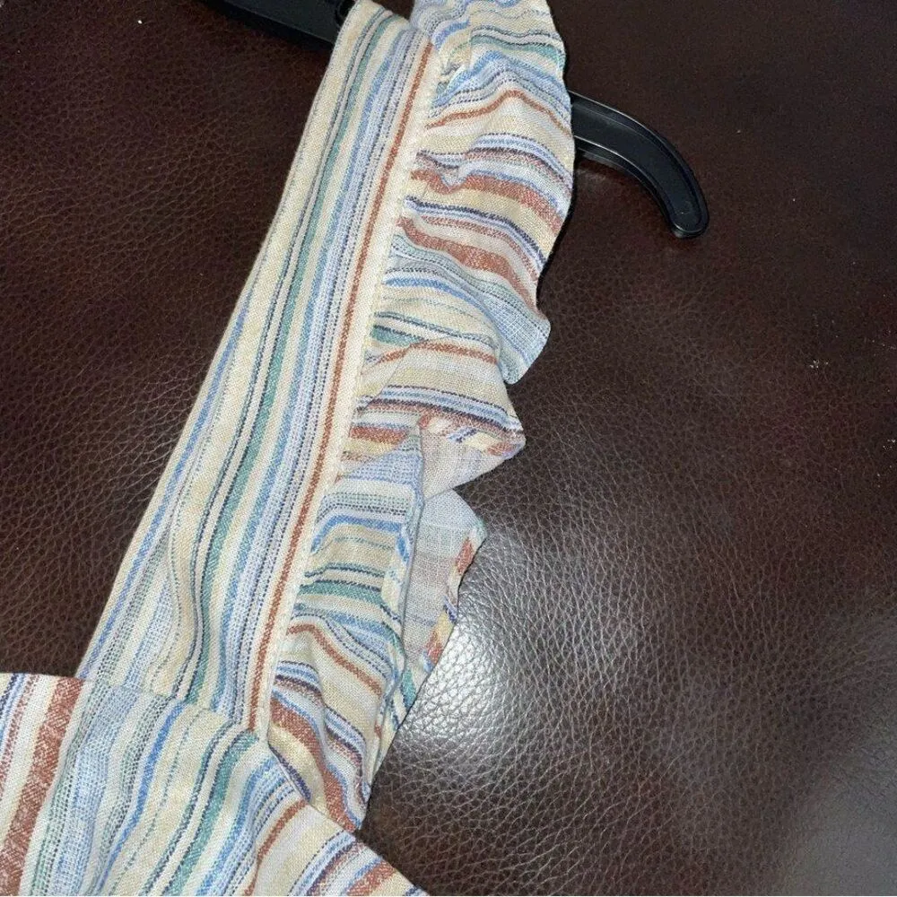 Liberty love crop top women’s size XL strips sleeveless ruffles pullover blouse - Image 7