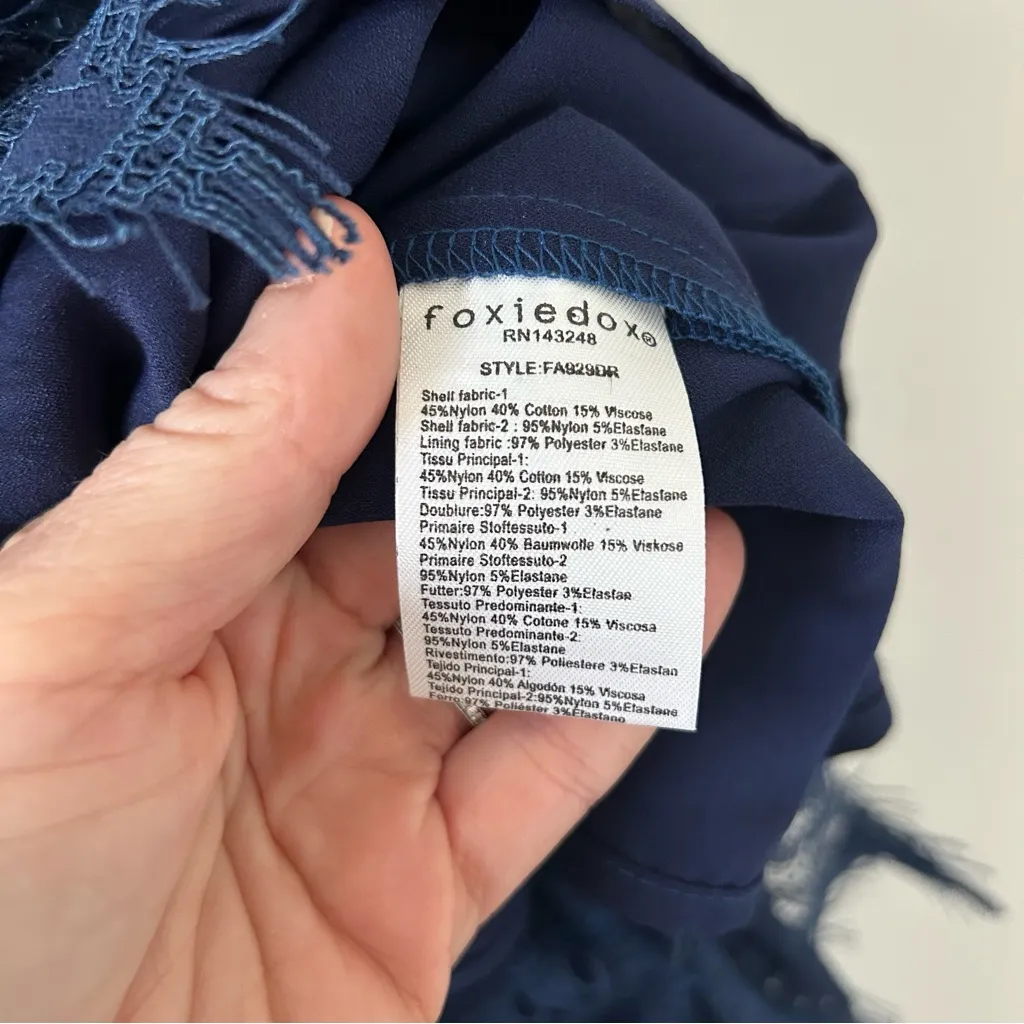 FoxieDox Blue Maisie All Lace Velvet Trim Sleeveless A Line Midi Dress NWT 14 - Image 8