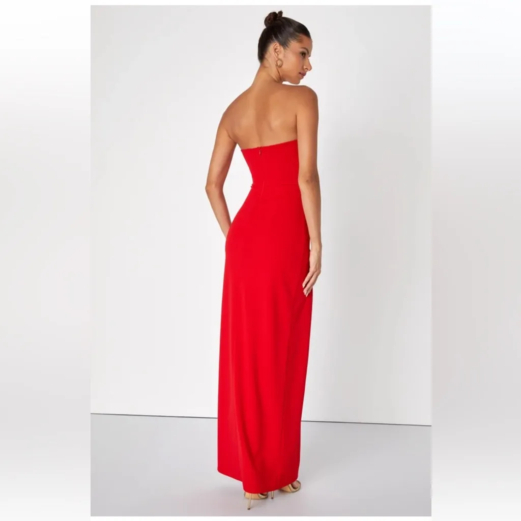 Lulus Dedicated to Glamour Red Strapless Maxi Dress Red Size Small - Image 2